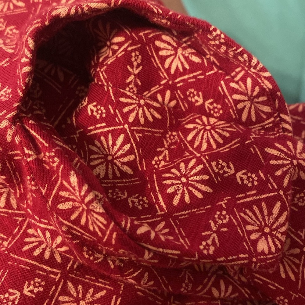 FAT FACE Deep Red Claret Printed Midi Dress - Picture 7 of 7